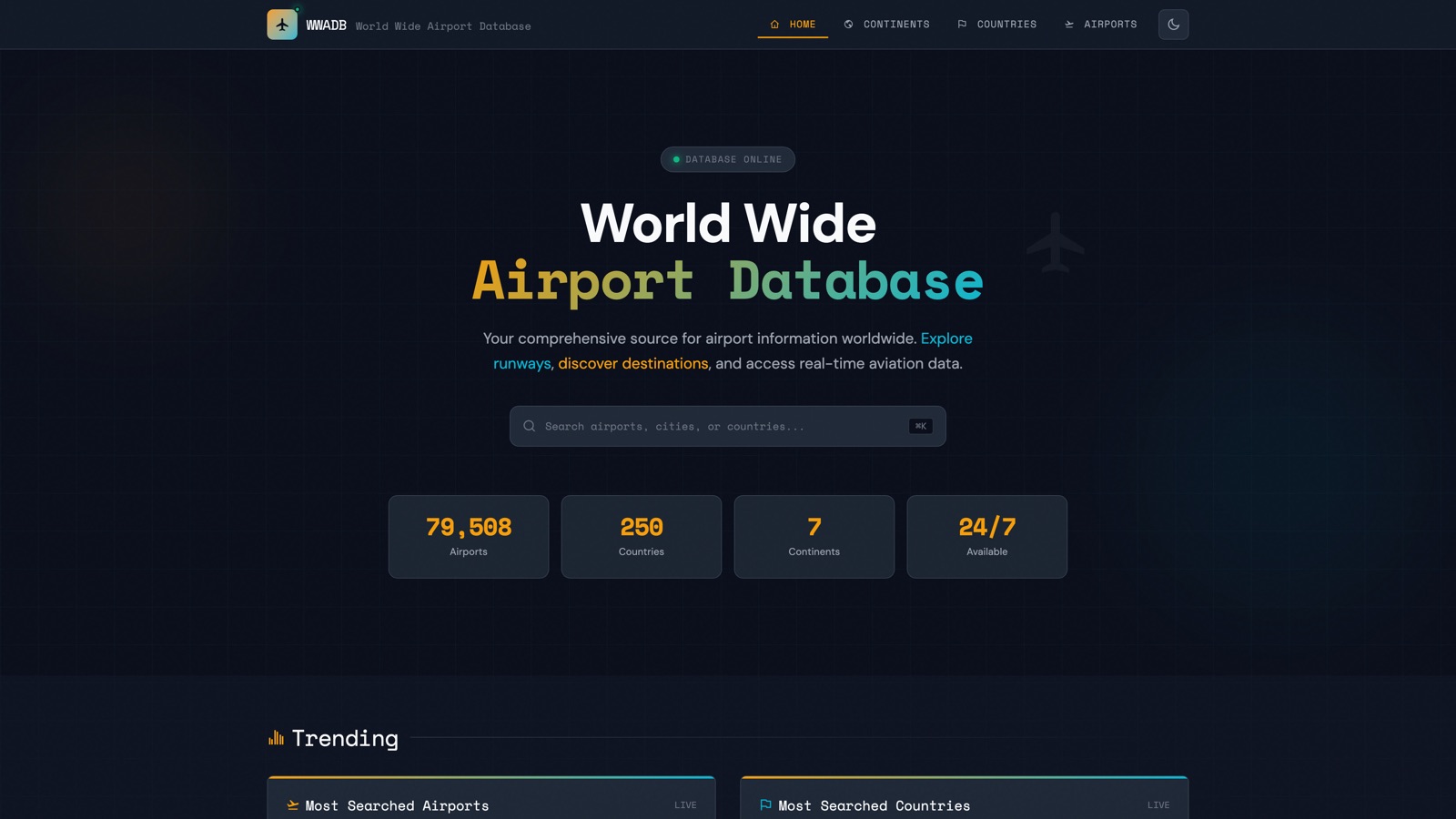 World Wide Airport Database — Ansicht 1